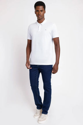 POLO MANGA CURTA FRISO JACQUARD BRANCO