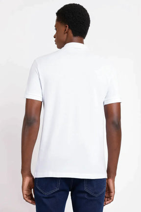 POLO MANGA CURTA FRISO JACQUARD BRANCO