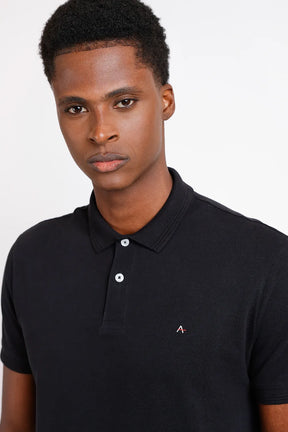 POLO MANGA CURTA FRISO JACQUARD PRETO