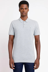 POLO MANGA CURTA FRISO JACQUARD CINZA MESCLA