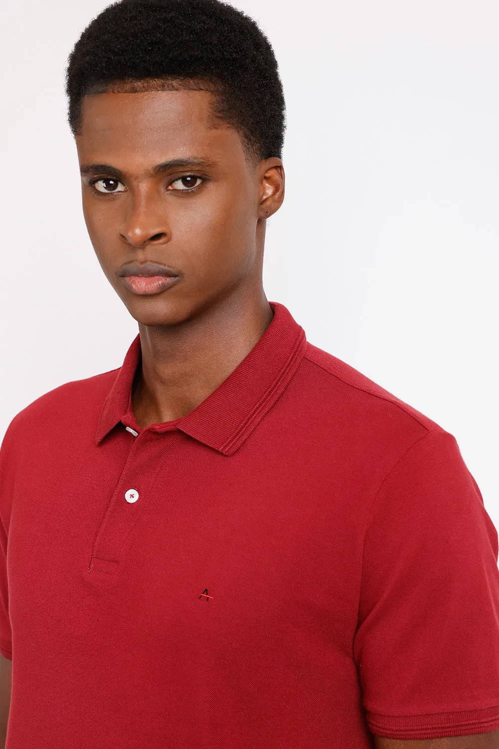 POLO MANGA CURTA FRISO JACQUARD BORDEAUX