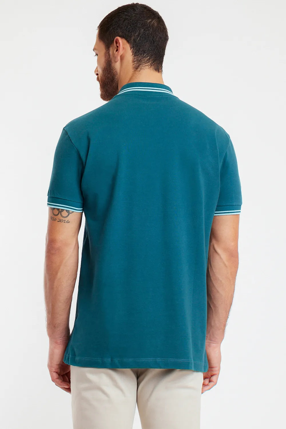 POLO MANGA CURTA PIQUET LISTRAS PETROLEO