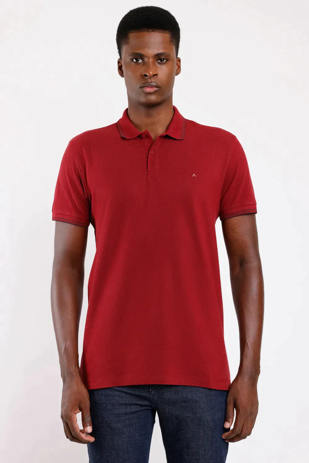 POLO MANGA CURTA PIQUET LISTRAS BORDEAUX
