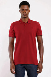 POLO MANGA CURTA PIQUET LISTRAS BORDEAUX