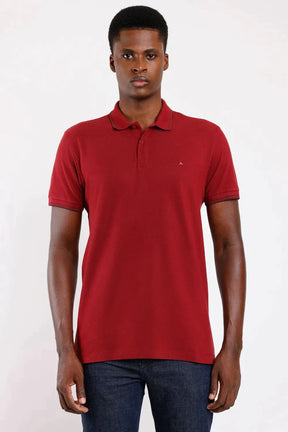 POLO MANGA CURTA PIQUET LISTRAS BORDEAUX