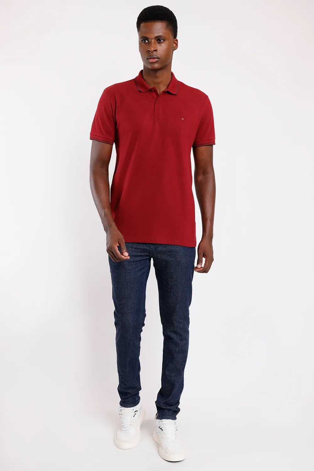 POLO MANGA CURTA PIQUET LISTRAS BORDEAUX