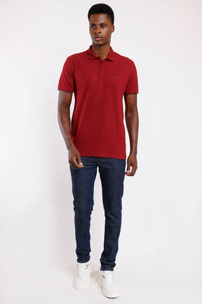 POLO MANGA CURTA PIQUET LISTRAS BORDEAUX