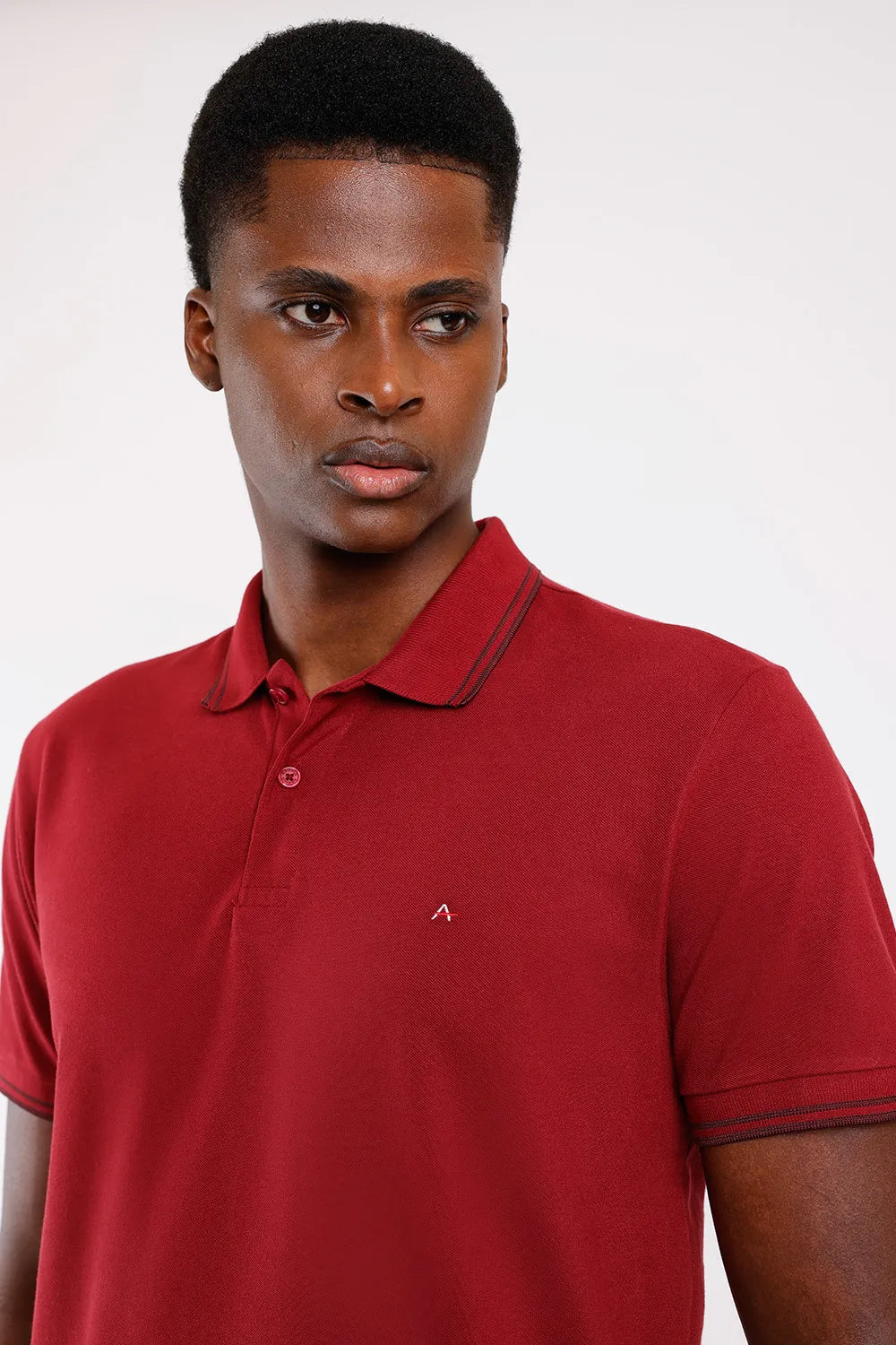 POLO MANGA CURTA PIQUET LISTRAS BORDEAUX