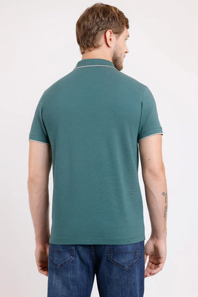 POLO COM ZÍPER ESMERALDA COM CINZA 113