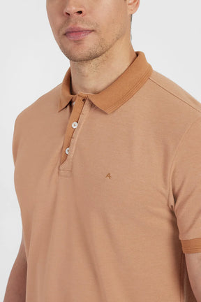 POLO MANGA CURTA PEITILHO DUPLO CARAMELO