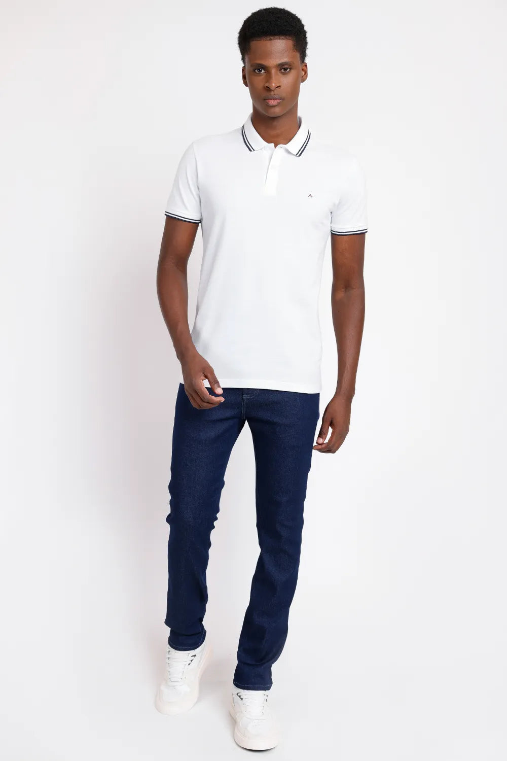 POLO MANGA CURTA FRISO OFF BRANCO