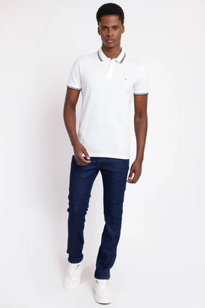 POLO MANGA CURTA FRISO OFF BRANCO