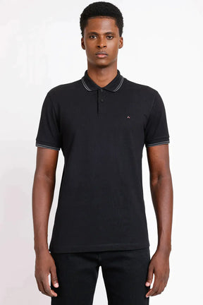 POLO MANGA CURTA FRISO OFF PRETO