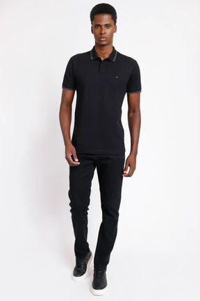 POLO MANGA CURTA FRISO OFF PRETO