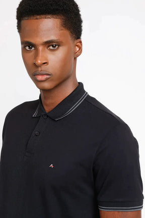 POLO MANGA CURTA FRISO OFF PRETO