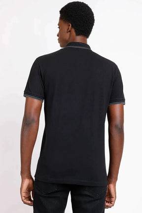 POLO MANGA CURTA FRISO OFF PRETO