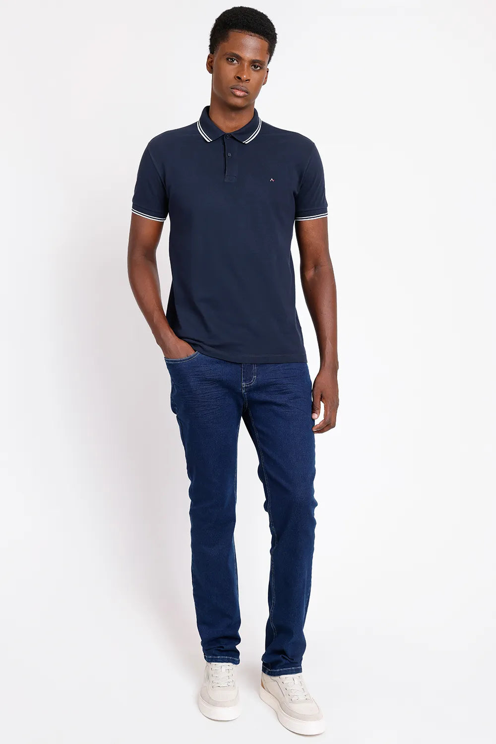 POLO MANGA CURTA FRISO OFF MARINHO