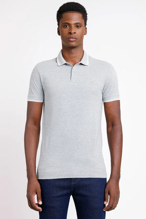 POLO MANGA CURTA FRISO OFF CINZA MESCLA