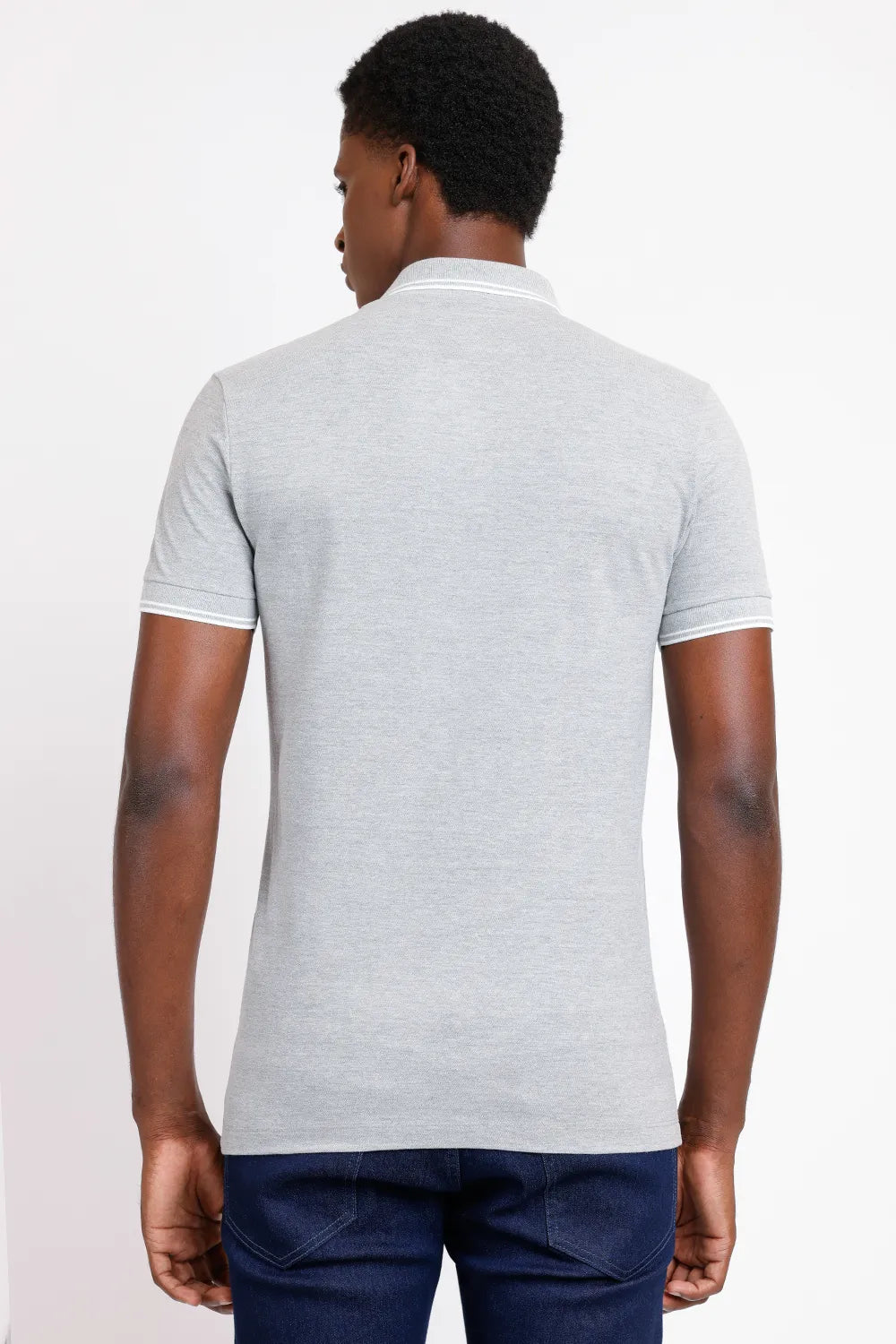 POLO MANGA CURTA FRISO OFF CINZA MESCLA