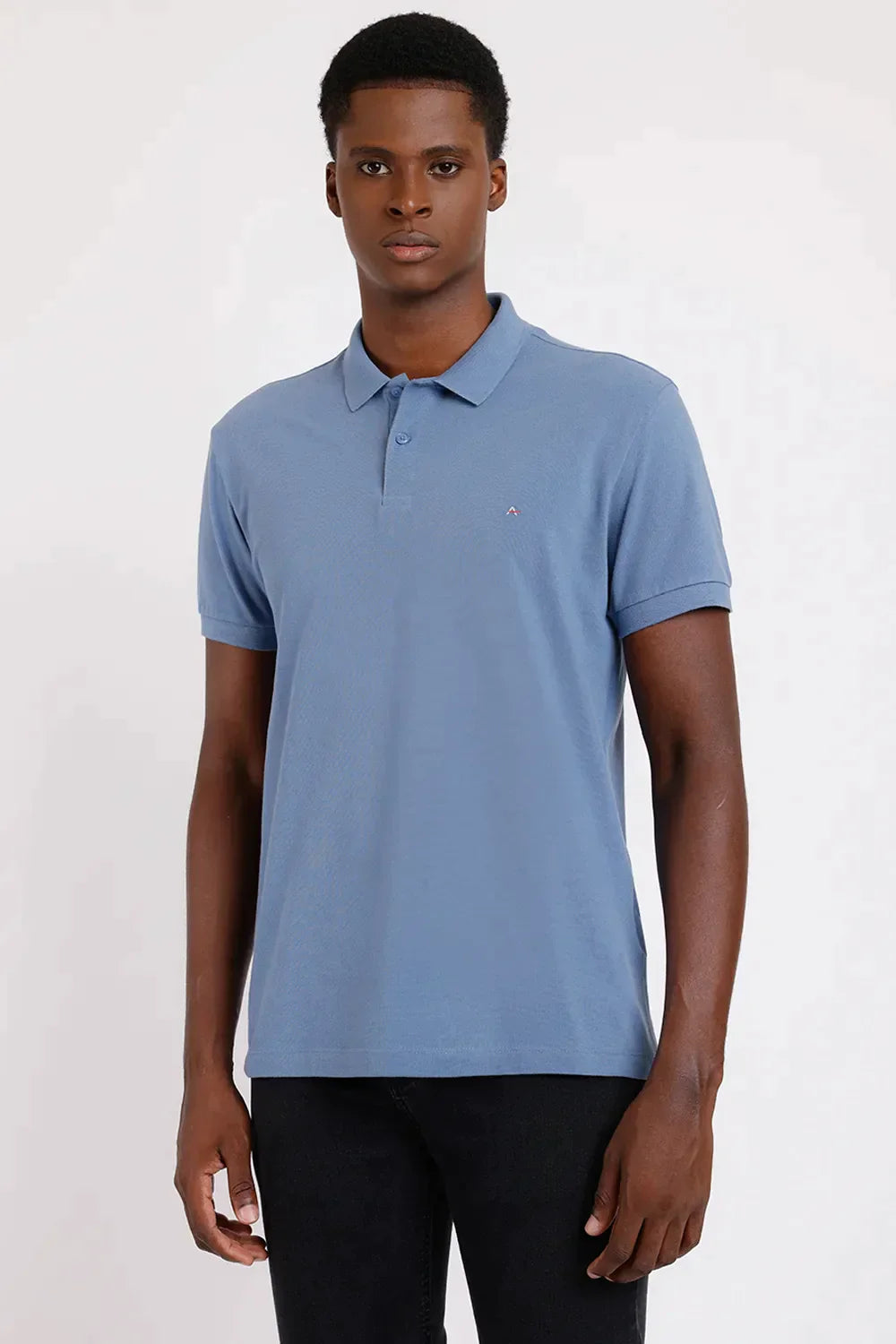 POLO MANGA CURTA LISA PIQUET AZUL CLARO