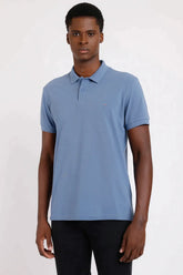POLO MANGA CURTA LISA PIQUET AZUL CLARO