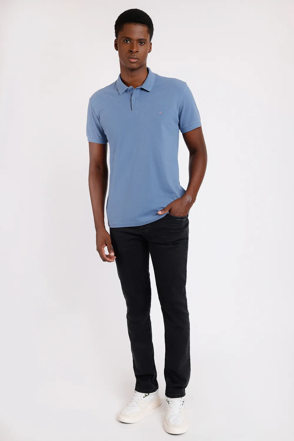 POLO MANGA CURTA LISA PIQUET AZUL CLARO