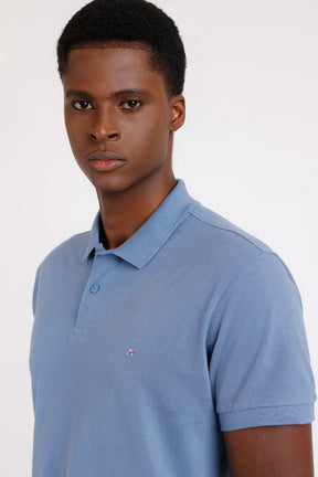 POLO MANGA CURTA LISA PIQUET AZUL CLARO