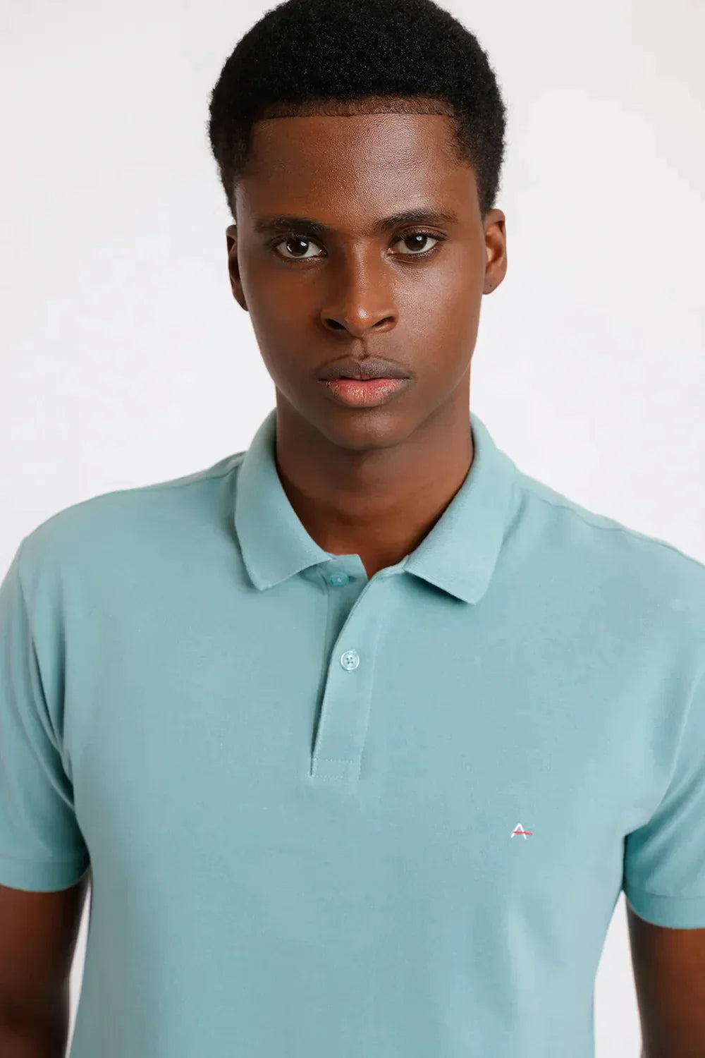 POLO MANGA CURTA LISA PIQUET VERDE AGUA