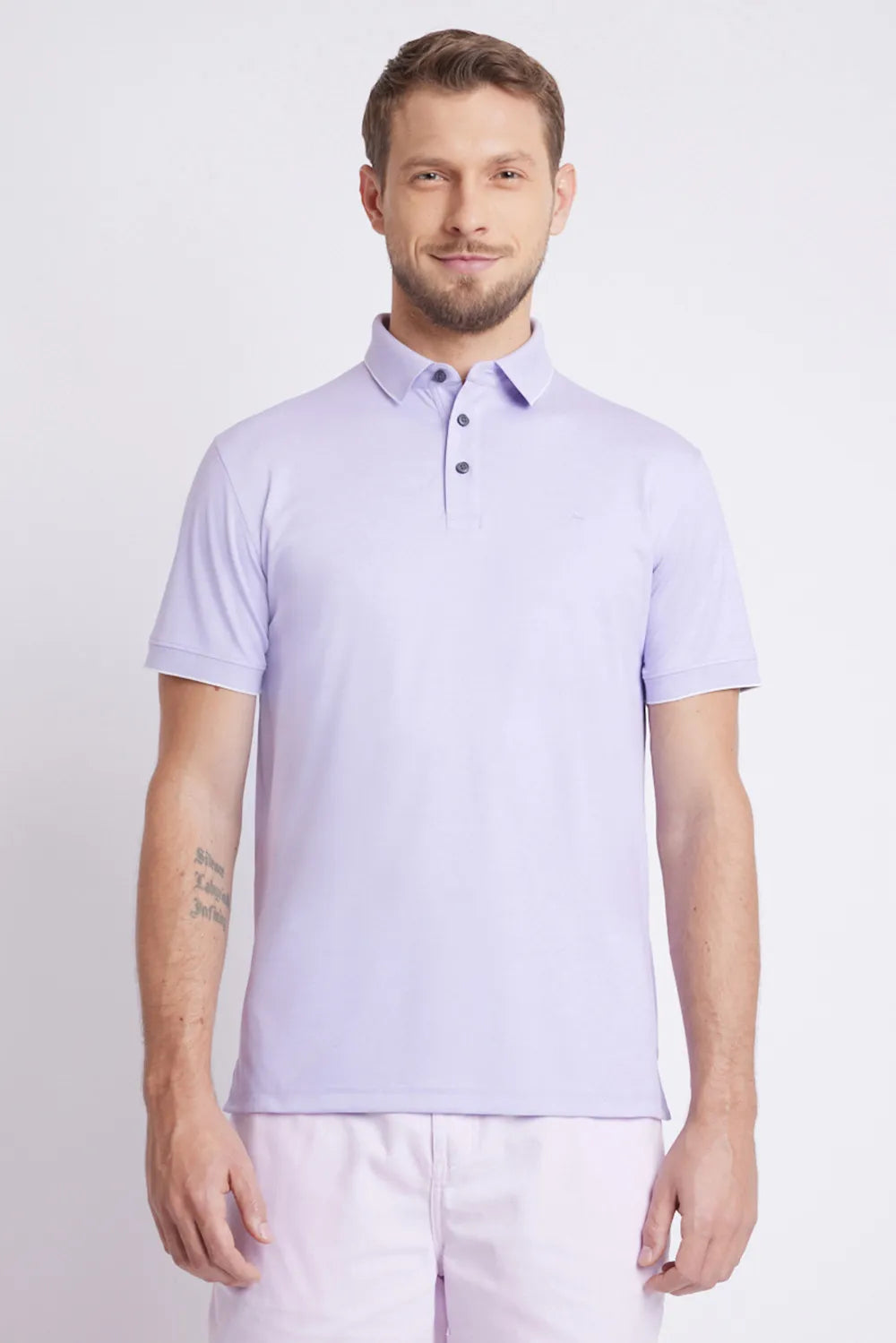 POLO INTERLOCK TECH MANGA CURTA LILAS