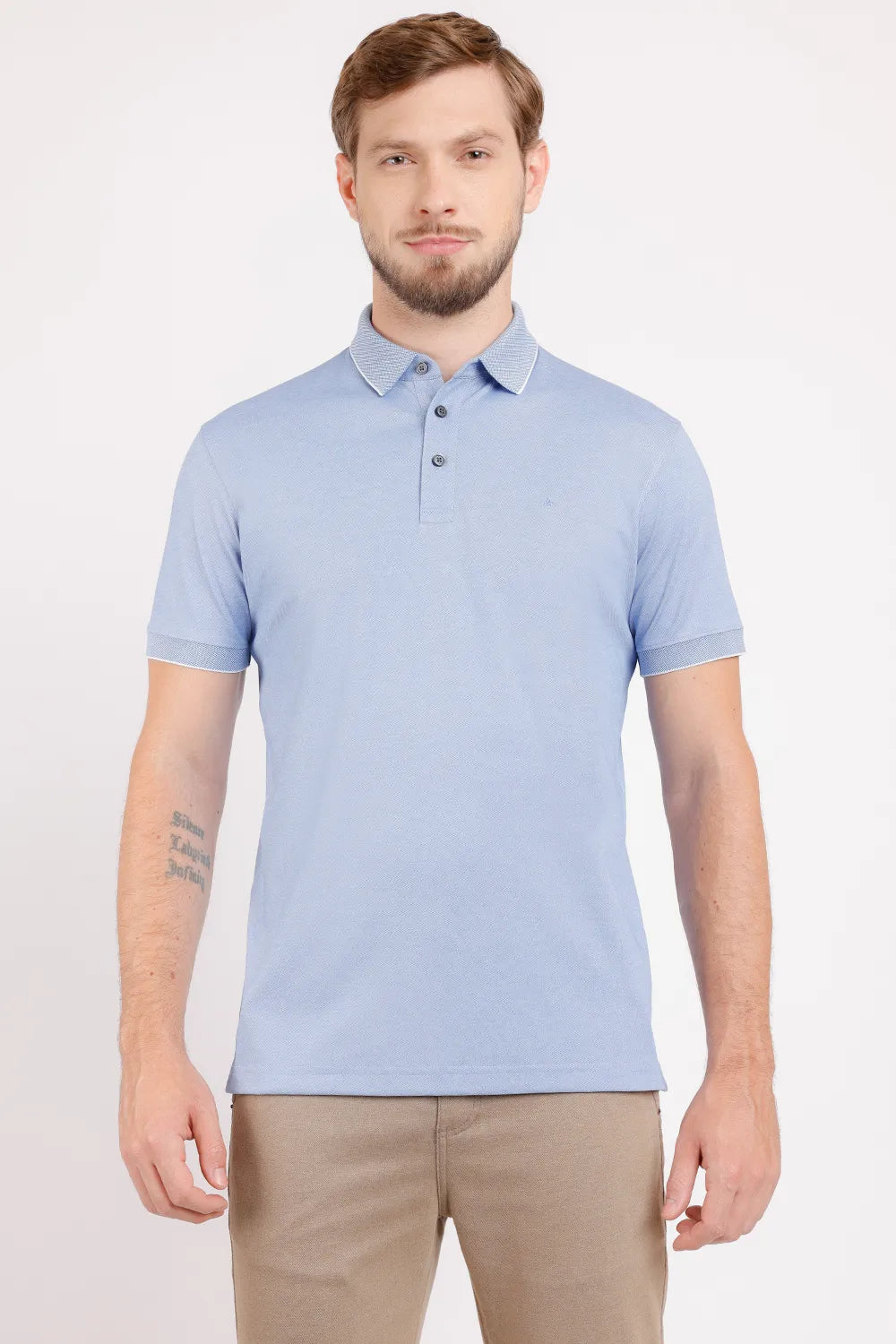 POLO INTERLOCK TECH MANGA CURTA AZUL