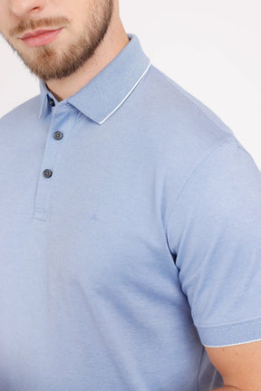 POLO INTERLOCK TECH MANGA CURTA AZUL