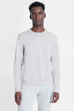 TRICOT MANGA LONGA GOLA CARECA AREIA