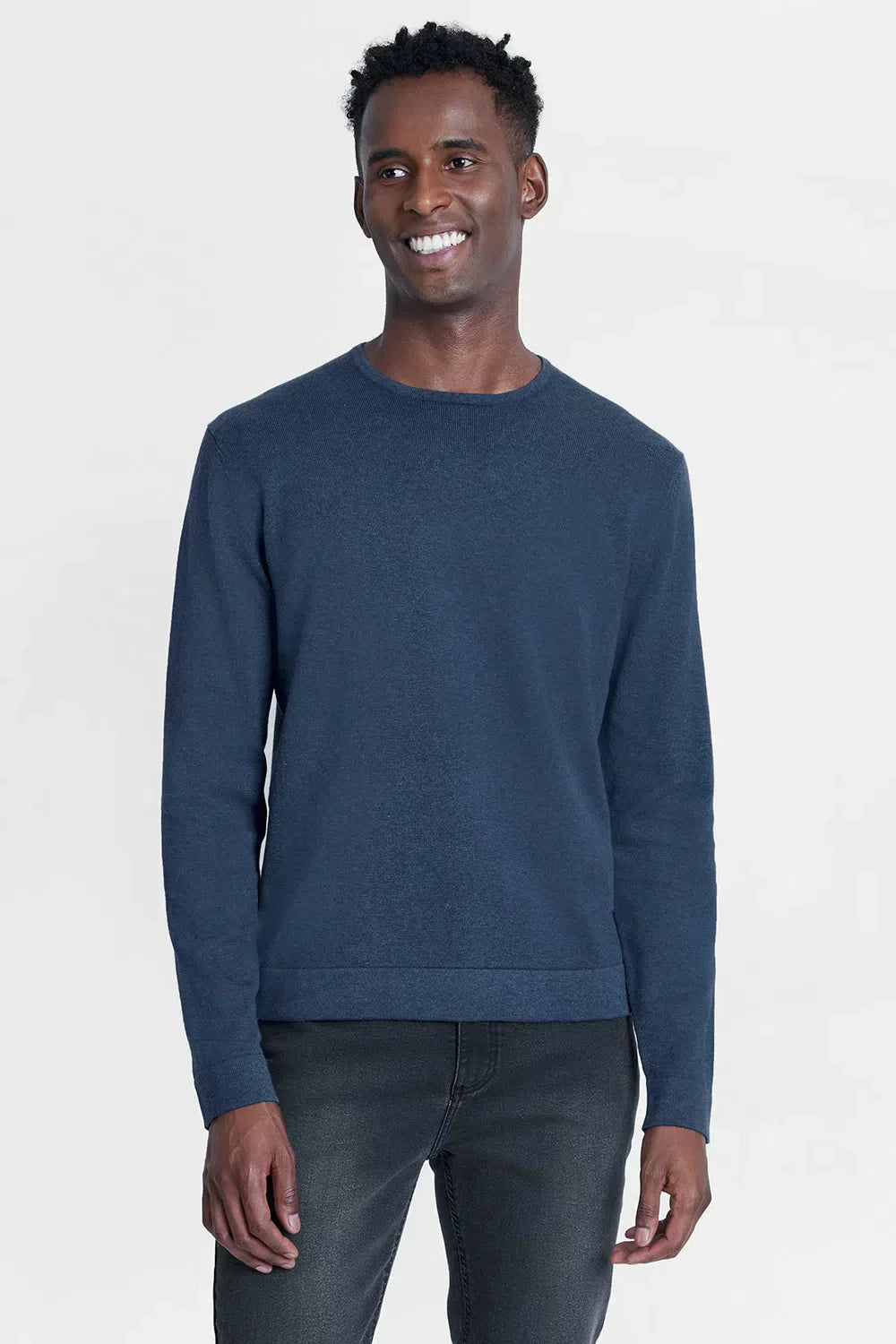 TRICOT MANGA LONGA GOLA CARECA AZUL INDIGO