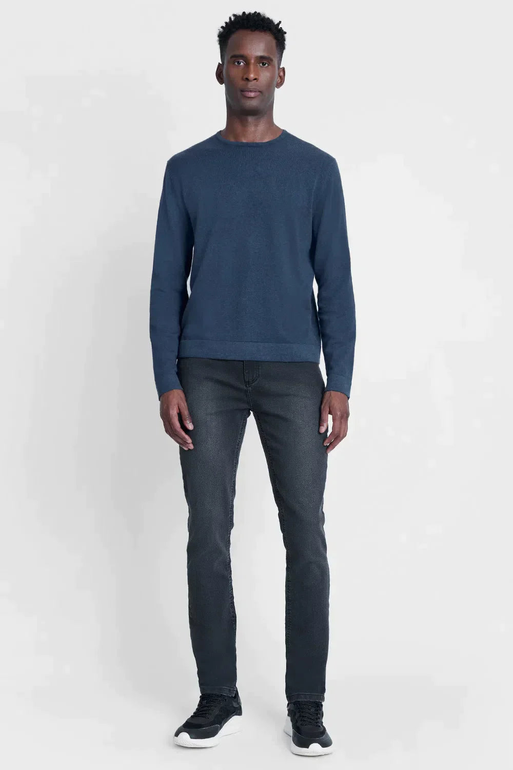 TRICOT MANGA LONGA GOLA CARECA AZUL INDIGO