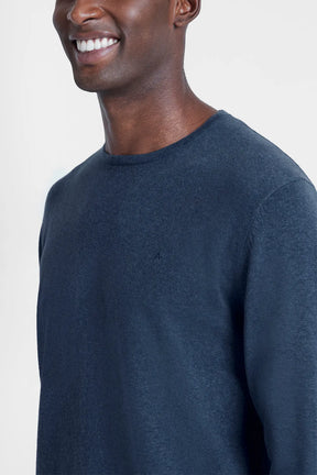 TRICOT MANGA LONGA GOLA CARECA AZUL INDIGO