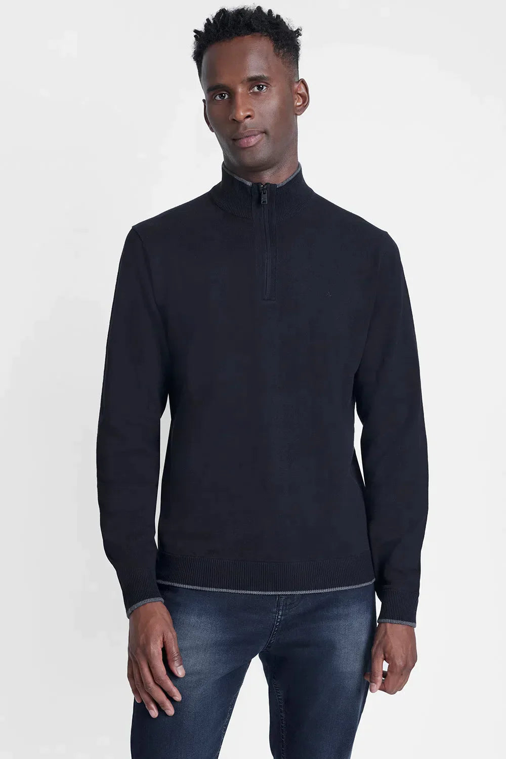 TRICOT MANGA LONGA 1/2 ZÍPER SURTON PRETO