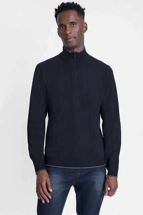 TRICOT MANGA LONGA 1/2 ZÍPER SURTON PRETO