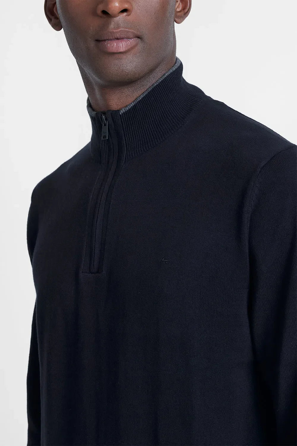 TRICOT MANGA LONGA 1/2 ZÍPER SURTON PRETO