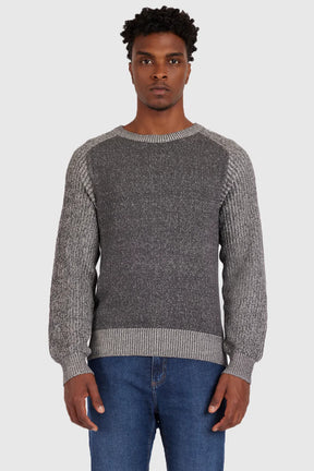 TRICOT MANGA LONGA RAGLAN BINADO CINZA