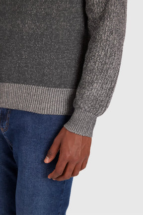 TRICOT MANGA LONGA RAGLAN BINADO CINZA