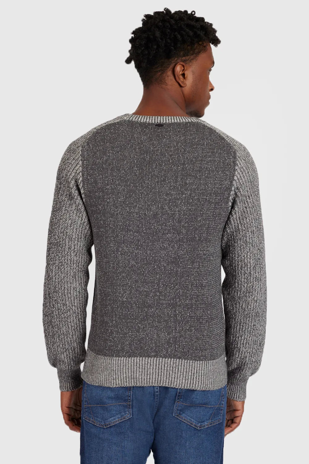 TRICOT MANGA LONGA RAGLAN BINADO CINZA