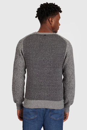 TRICOT MANGA LONGA RAGLAN BINADO CINZA