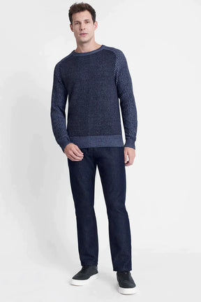 TRICOT MANGA LONGA RAGLAN BINADO MARINHO