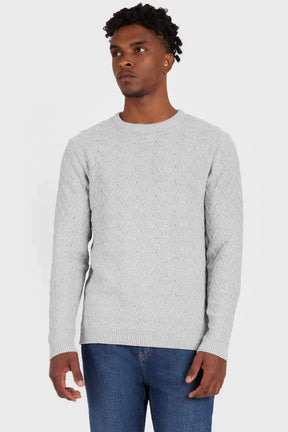 TRICOT MANGA LONGA FULL JACQUARD CINZA