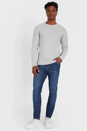 TRICOT MANGA LONGA FULL JACQUARD CINZA