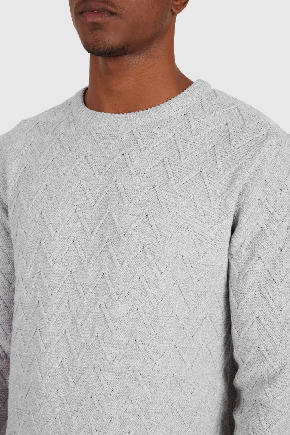 TRICOT MANGA LONGA FULL JACQUARD CINZA