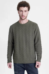 TRICOT MANGA LONGA FULL JACQUARD VERDE OLIVA