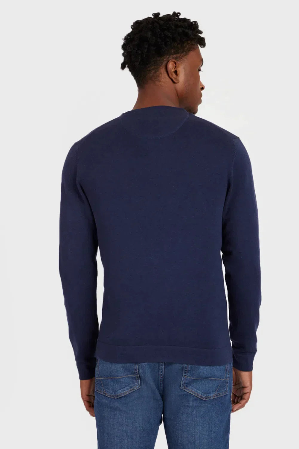 TRICOT MANGA LONGA GOLA V MARINHO