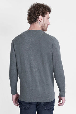 TRICOT MANGA LONGA GOLA V CINZA MESCLA