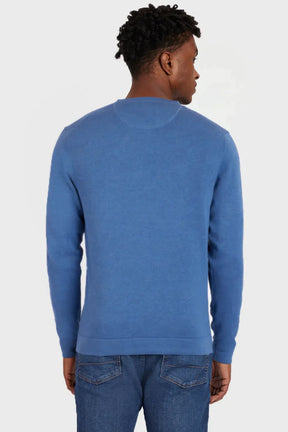 TRICOT MANGA LONGA GOLA V AZUL MEDIO